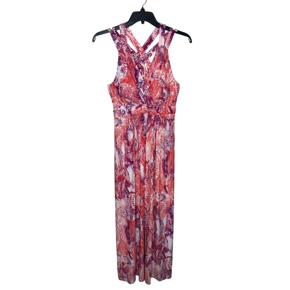 Soma Maxi Dress Crossback Straps Coral Purple Babydoll Y2K Size Large NWT - Picture 5 of 12